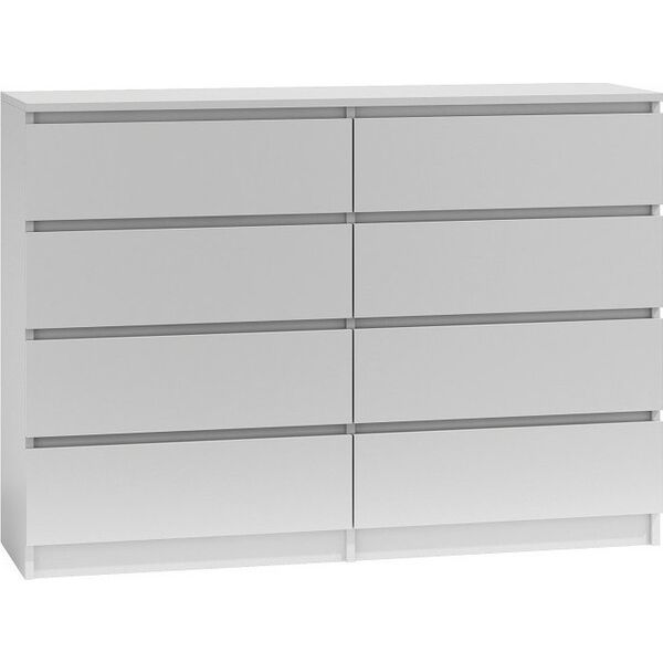 Topeshop Duża Komoda Szafka 8 Szuflad 140cm Biała