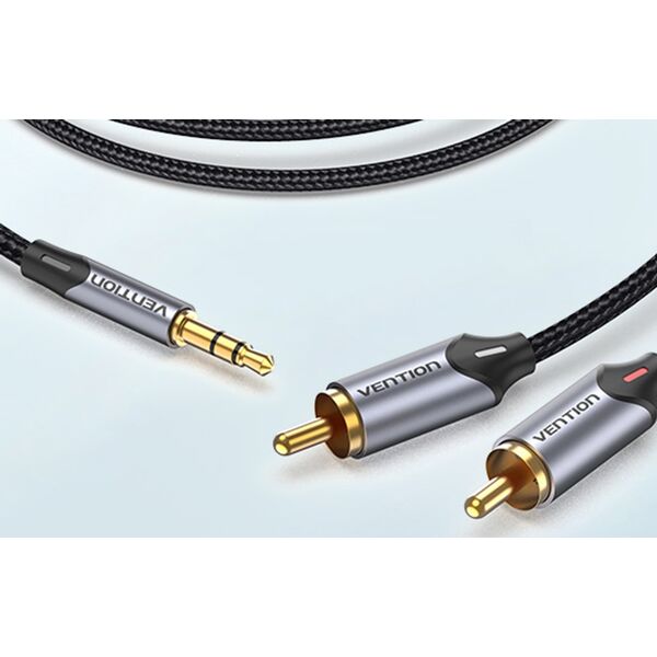 Kabel Vention Jack 3.5mm - RCA (Cinch) x2 8m szary (BCNBK)