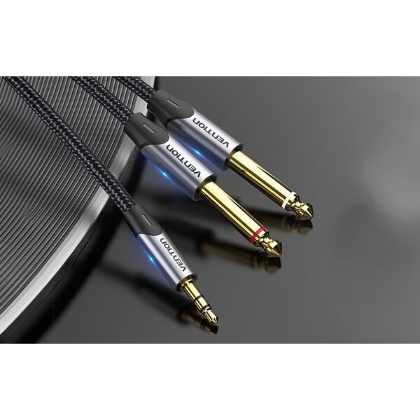 Kabel Vention Kabel mini jack 3.5 mm do 2x jack 6.5 mm Vention BARHG 1.5m (szary)