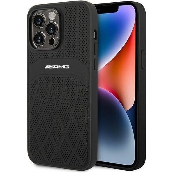 Mercedes AMG AMHMP14XOSDBK iPhone 14 Pro Max 6,7" czarny/black hardcase Leather Curved Lines MagSafe