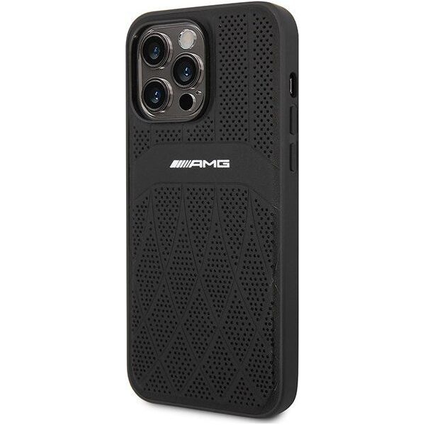 Mercedes AMG AMHMP14XOSDBK iPhone 14 Pro Max 6,7" czarny/black hardcase Leather Curved Lines MagSafe