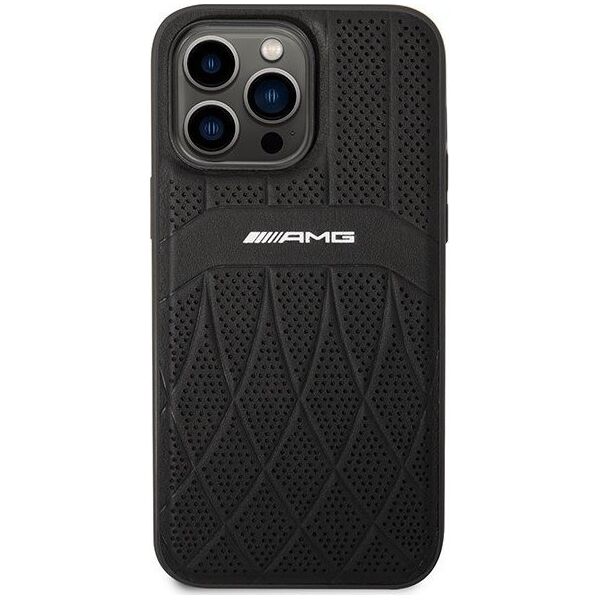 Mercedes AMG AMHMP14XOSDBK iPhone 14 Pro Max 6,7" czarny/black hardcase Leather Curved Lines MagSafe