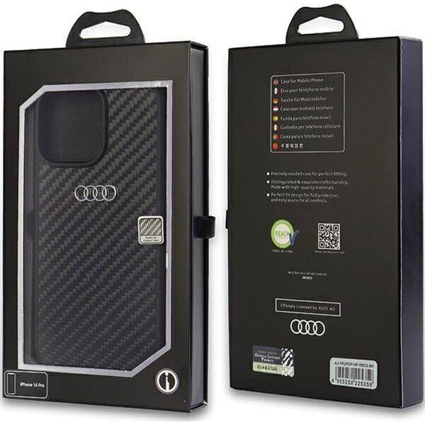 Audi Audi Carbon Fiber iPhone 14 Pro 6.1" czarny/black hardcase AU-TPUPCIP14P-R8/D2-BK
