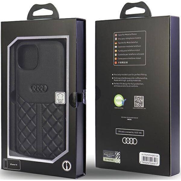 Audi Audi Genuine Leather iPhone 14 6.1" czarny/black hardcase AU-TPUPCIP14-Q8/D1-BK