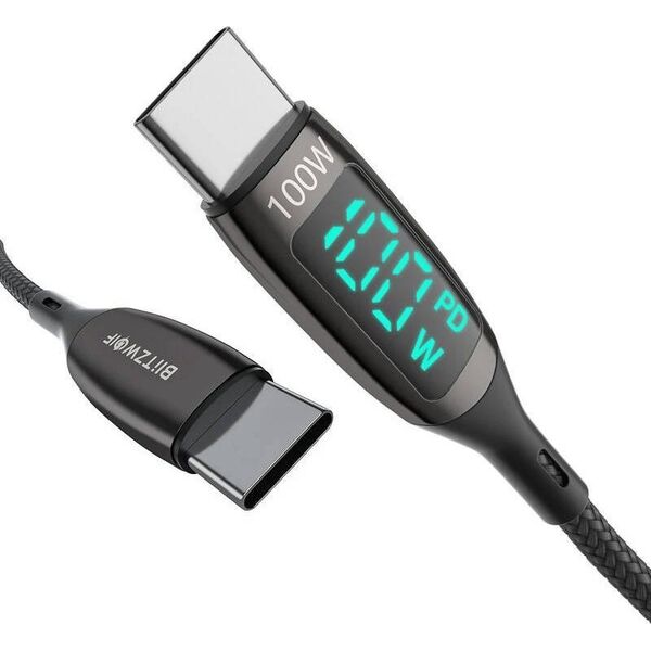 Kabel USB Blitzwolf USB-C - USB-C 1.8 m Czarny (BW-TC23 1.8m)