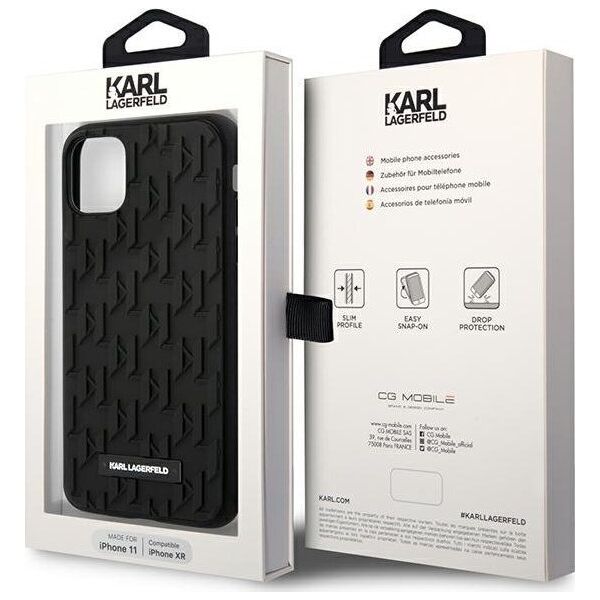 Karl Lagerfeld Etui Karl Lagerfeld KLHCN61RUPKLPK Apple iPhone 11/XR hardcase czarny/black 3D Monogram