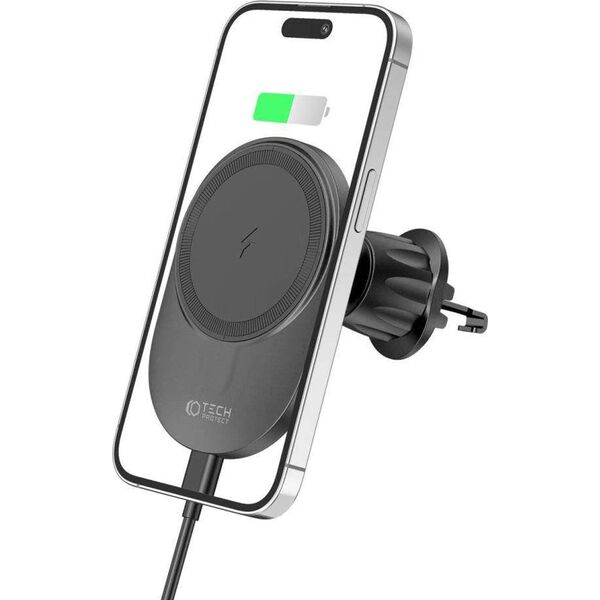 Tech-Protect Magnetyczny Uchwyt Samochodowy MagSafe z Ładowaniem Bezprzewodowym 15W do Kratki Nawiewu Tech-Protect MM15W-V1 czarny