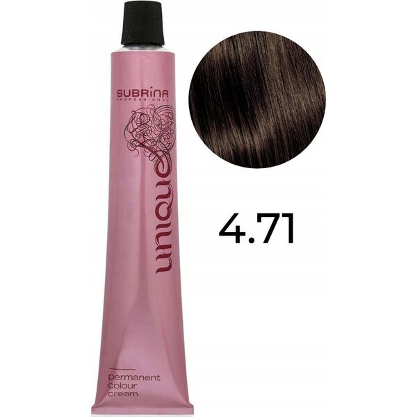 Subrina Professional Subrina Professional, Unique, Permanent Hair Dye, 4/71 Medium Chestnut Ash Brown, 100 ml For Women