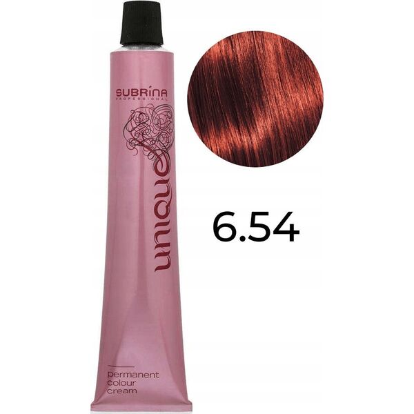 Subrina Professional Subrina Professional, Unique, Permanent Hair Dye, 6/54 Dark Blonde Golden Red, 100 ml For Women