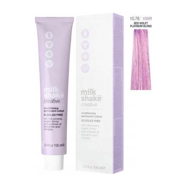 Milk Shake Milk Shake, Creative, SLS/SLES-Free, Permanent Hair Dye, 10.7610VR Red Violet Platinum Blond, 100 ml For Women