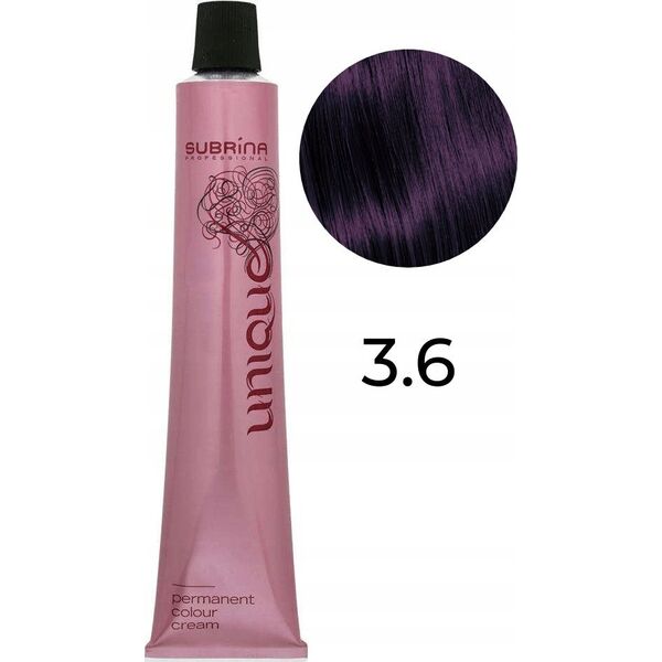 Subrina Professional Subrina Professional, Unique, Permanent Hair Dye, 3/6 Dark Chestnut Intense Violet, 100 ml For Women