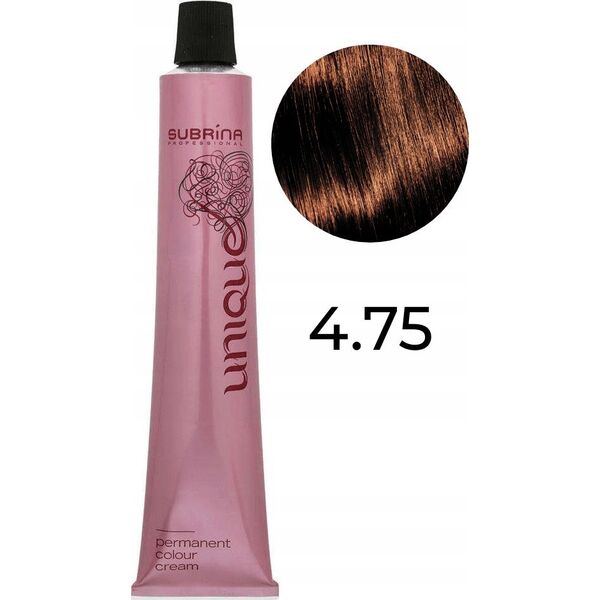 Subrina Professional Subrina Professional, Unique, Permanent Hair Dye, 4/75 Medium Chestnut Red Brown, 100 ml For Women