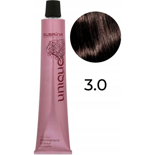 Subrina Professional Subrina Professional, Unique, Permanent Hair Dye, 3/0 , 100 ml For Women