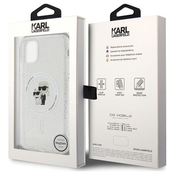 Karl Lagerfeld Etui Karl Lagerfeld KLHMN61HGKCNOT Apple iPhone 11/XR hardcase Karl&Choupette Glitter MagSafe transparent