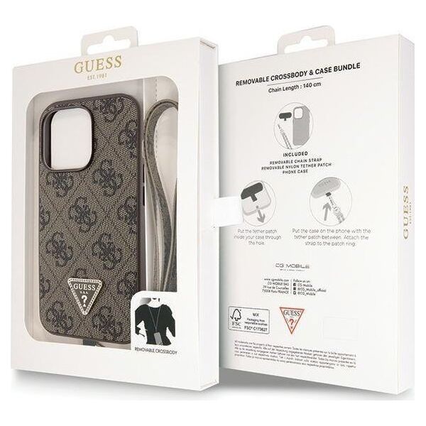 Guess Etui Guess GUHCP13LP4TDSCPW Apple iPhone 13/13 Pro hardcase Crossbody 4G Metal Logo brązowy/brown