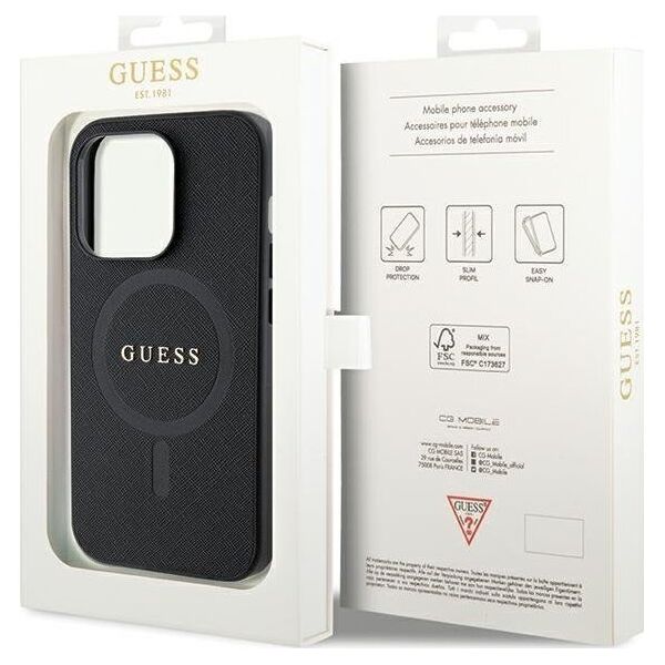 Guess Etui Guess GUHMP14XPSAHMCK Apple iPhone 14 Pro Max hardcase Saffiano MagSafe czarny/black