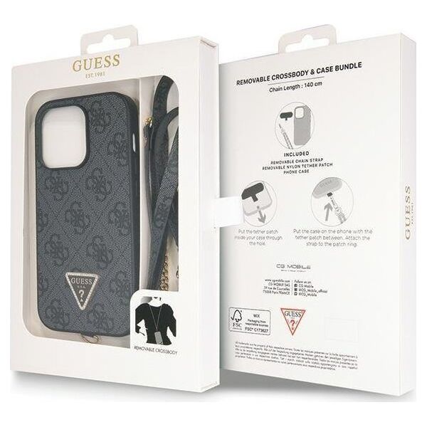 Guess Etui Guess GUHCP14LP4TDSCPK Apple iPhone 14 Pro hardcase Crossbody 4G Metal Logo czarny/black