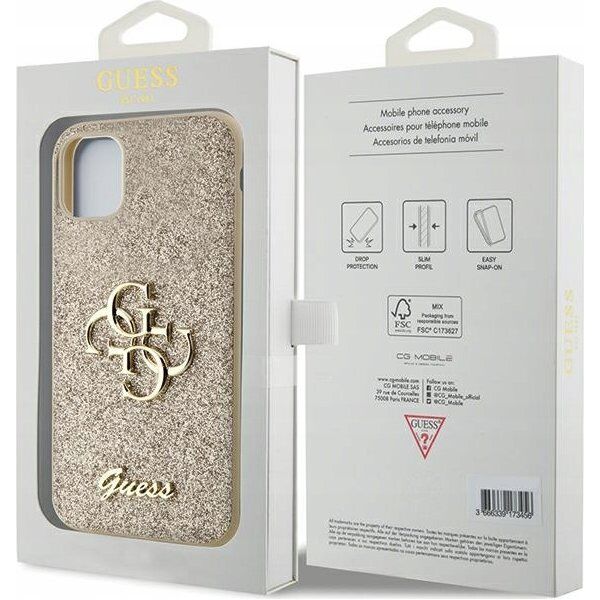 Guess Guess GUHCN61HG4SGD iPhone 11 / Xr 6.1" złoty/gold hardcase Glitter Script Big 4G