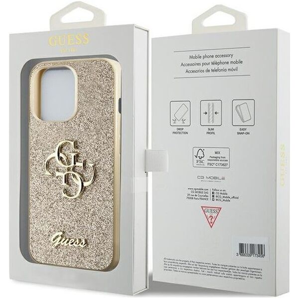 Guess Guess GUHCP13XHG4SGD iPhone 13 Pro Max 6.7" złoty/gold hardcase Glitter Script Big 4G