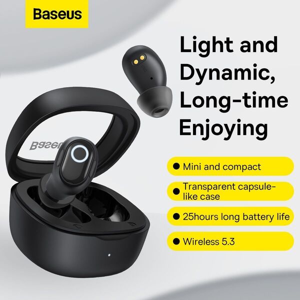 Słuchawki Baseus BASEUS słuchawki bezprzewodowe / Bluetooth TWS True Wireless Bowie WM02 czarne NGTW180101