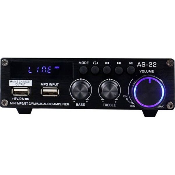 Blitzwolf Wzmacniacz audio AS-22, 45W, Bluetooth 5.0, USB + pilot (czarny)