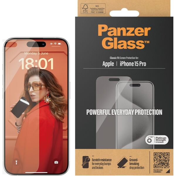 PanzerGlass Szkło hartowane Classic Fit iPhone15 Pro