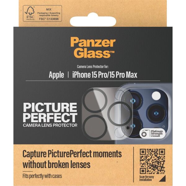 PanzerGlass Szkło ochronne na obiektyw PanzerGlass PicturePerfect iPhone 15 Pro/15 Pro Max czarne