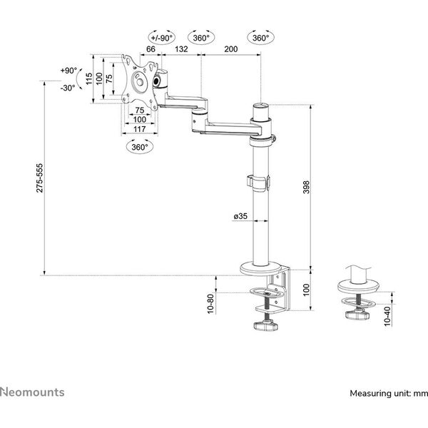 Neomounts Uchwyt biurkowy na monitor 17" - 27" (DS60-425WH1)