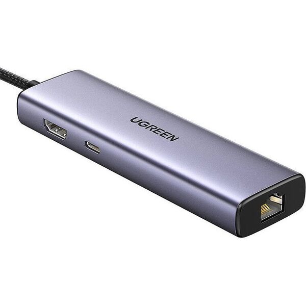 Adapter USB Ugreen Adapter 1w6 UGREEN CM512 USB-C do 3x USB A 3.0, HDMI, RJ45, PD Converter
