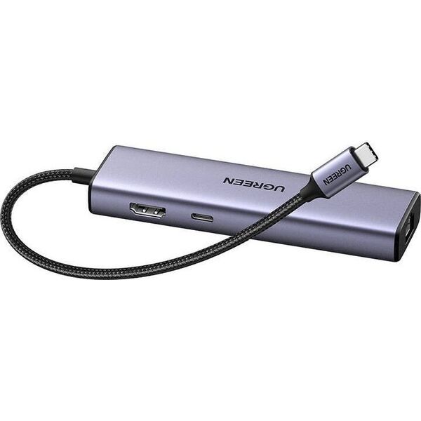 Adapter USB Ugreen Adapter 1w6 UGREEN CM512 USB-C do 3x USB A 3.0, HDMI, RJ45, PD Converter