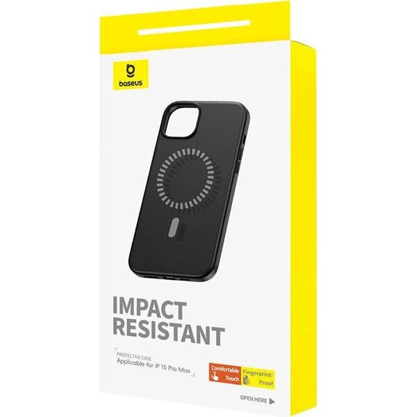 Baseus Magnetyczne Etui na telefon iPhone 15 ProMax Baseus Fauxther Series (Czarne)
