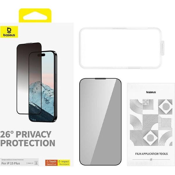 Baseus Szkło hartowane prywatyzujące Baseus Diamond iPhone 15 Plus
