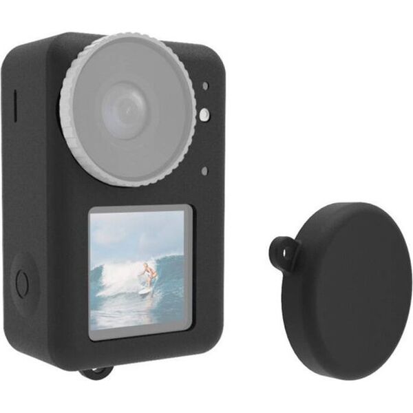 Puluz Silikonowe etui Puluz dla DJI Osmo Action 4/3 z osłoną na obiektyw (czarne)