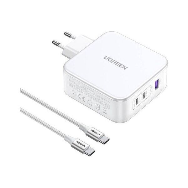 Ładowarka Ugreen Ładowarka sieciowa UGREEN 15339 Nexode, 2xUSB-C, USB-A 3.0, PD3.0, QC4.0, GaN, 140W (biała)