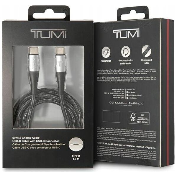 Kabel USB Tumi USB-C - USB-C 1.5 m Czarny (TUCCSUSBC)