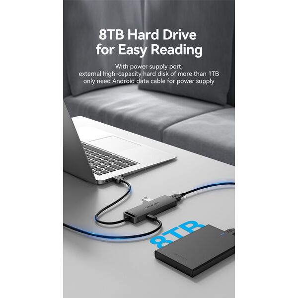 HUB USB Vention Hub USB 3.0 z 4 portami i zasilaczem Vention CHLBD 0,5m czarny