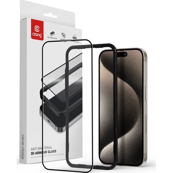 Crong Szkło hartowane 9H na cały ekran iPhone 15 Pro Max