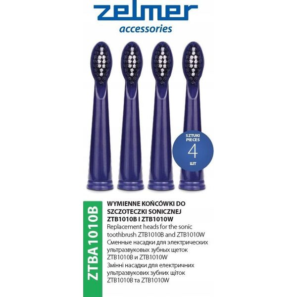 Końcówka Zelmer KOŃCÓWKI DO SZCZOTECZKI ZELMER ZTBA1010B 4szt/kpl niebieskie