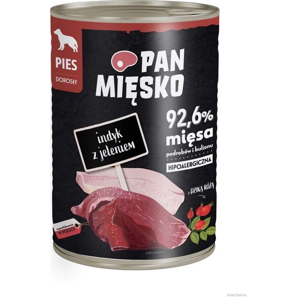 Pan Mięsko Karma mokra dla psa Indyk z jeleniem (dorosły) 400g