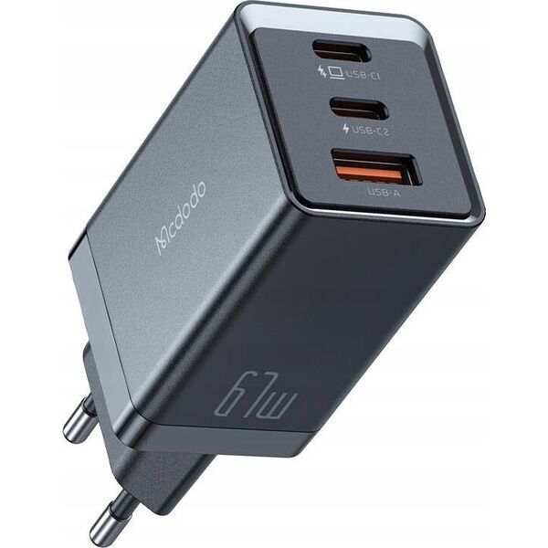 Ładowarka Mcdodo Ładowarka sieciowa GaN Mcdodo CH-1541, 2x USB-C, 1x USB, 67W (czarna)