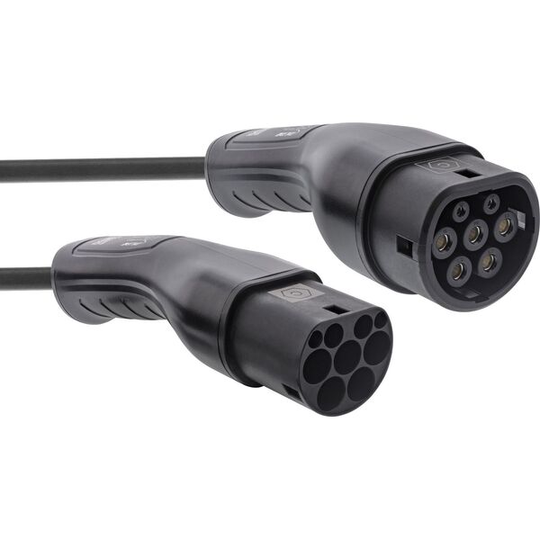 Kabel do ładowania samochodów InLine 22kW Type 2, 3-fazy 7,5m spiralny (16287S)