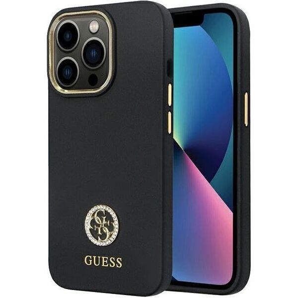 Guess Guess GUHCP13LM4DGPK iPhone 13 Pro / 13 6.1" czarny/black hardcase Silicone Logo Strass 4G