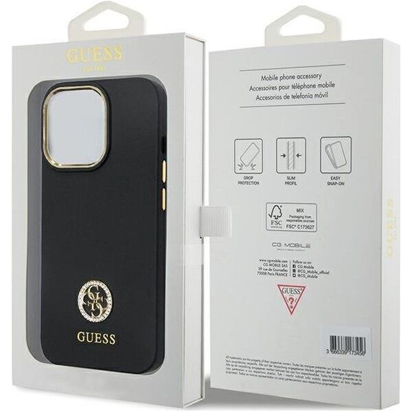 Guess Guess GUHCP13XM4DGPK iPhone 13 Pro Max 6.7" czarny/black hardcase Silicone Logo Strass 4G