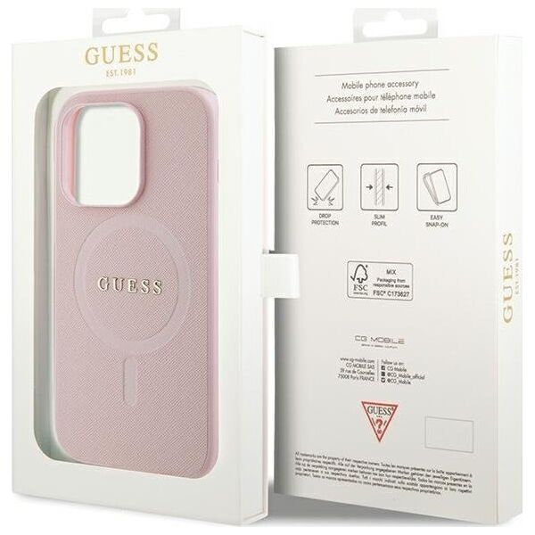 Guess Guess GUHMP14XPSAHMCP iPhone 14 Pro Max 6,7" różowy/pink hardcase Saffiano MagSafe