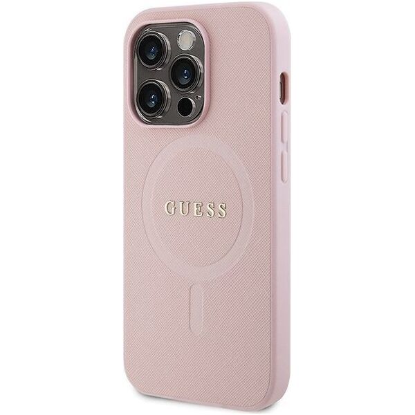 Guess Guess GUHMP14LPSAHMCP iPhone 14 Pro 6,1" różowy/pink hardcase Saffiano MagSafe