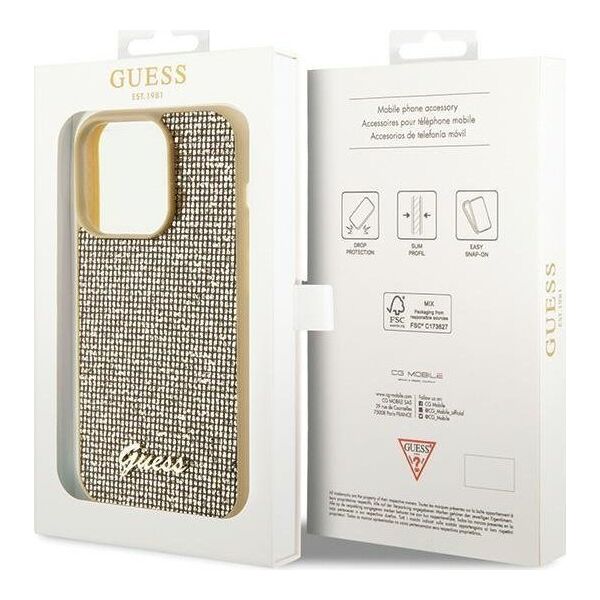 Guess Guess GUHCP15LPMSDGSD iPhone 15 Pro 6.1" złoty/gold hardcase Disco Metal Script