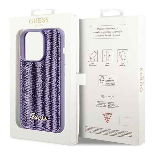 Guess Guess GUHCP15XPSFDGSU iPhone 15 Pro Max 6.7" fioletowy/purple hardcase Sequin Script Metal