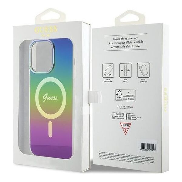 Guess Guess GUHMP15LHITSK iPhone 15 Pro 6.1" wielokolorowy/rainbow hardcase IML Iridescent MagSafe