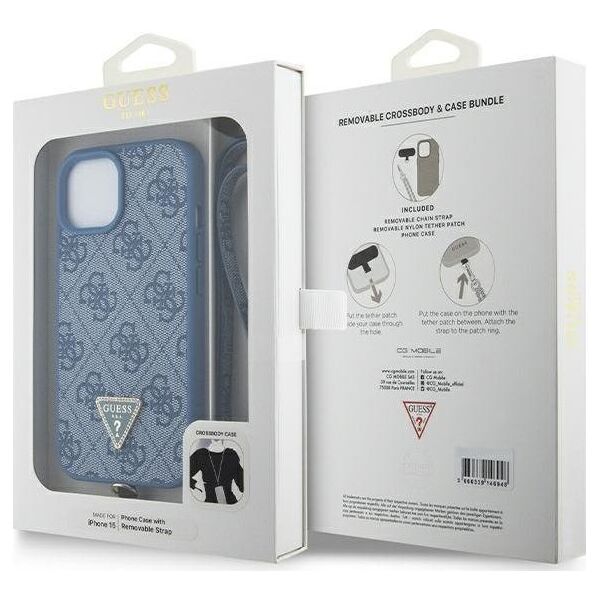 Guess Guess GUHCP15SP4TDSCPB iPhone 15 6.1" niebieski/blue hardcase Crossbody 4G Metal Logo