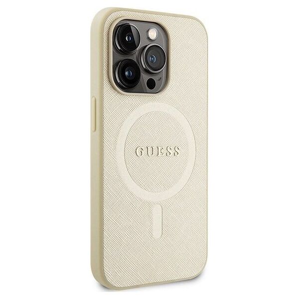 Guess Guess GUHMP15LPSAHMCB iPhone 15 Pro 6.1" złoty/gold hardcase Saffiano MagSafe